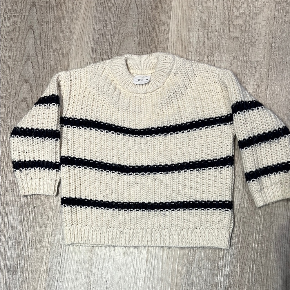 Zara Kids Cream and Dark Navy Striped Sweater